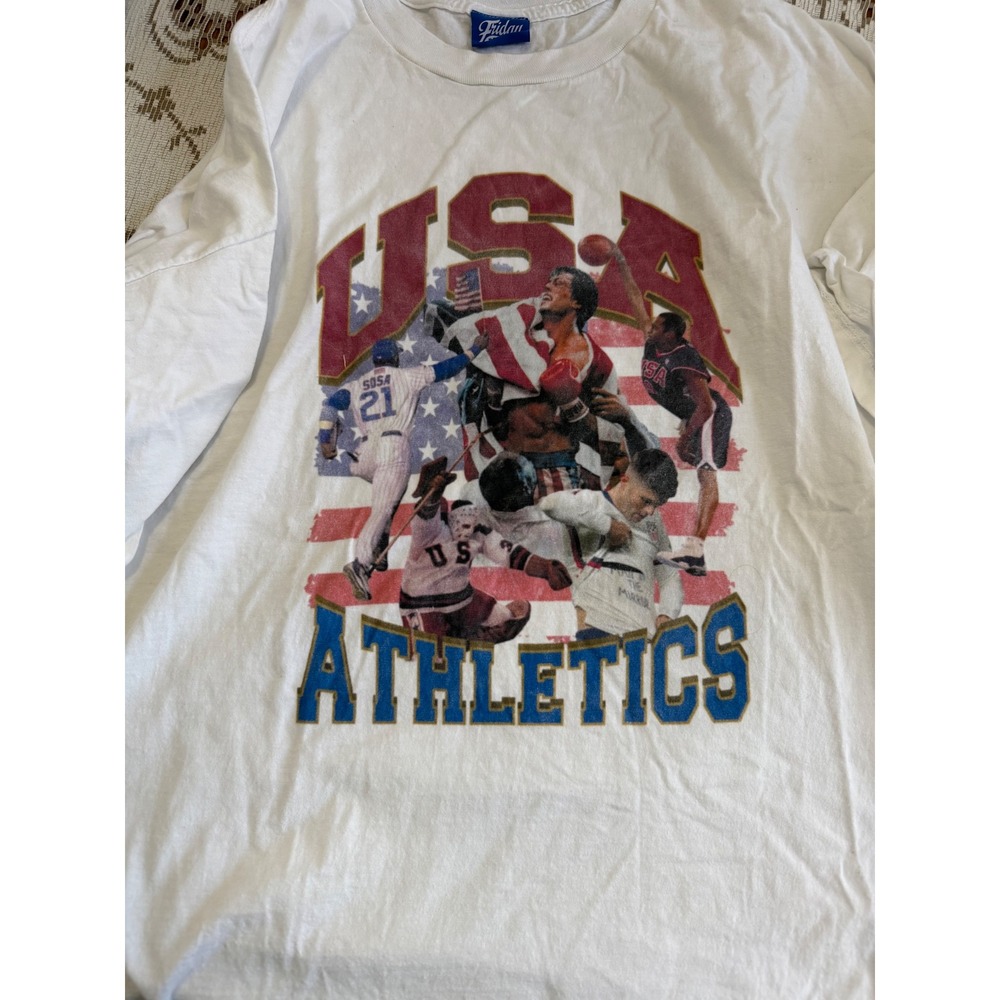 Friday Beers USA Athletics White Long Sleeve Shirt XXL Rocky Sosa Miracle On Ice